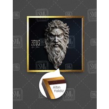 SML Tablo Zeus Şimşek Tanrısı Heykel Modern Sanat Yunan Mitolojisi Mermer Kare Çerçeveli Kanvas Tablo