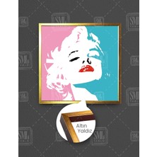 SML Tablo Marliyn Monroe Kırmızı Rujlu Kadın Retro Woman Kare Çerçeveli Kanvas Tablo