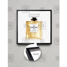 SML Tablo No 5 Parfum Altın Sarısı Simli Kare Çerçeveli Kanvas Tablo