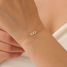 Nox Jewelry 14 Ayar Altın Kaplama Minimal Zirkon Taşlı Sonsuzluk Gümüş Bileklik - CBS00116