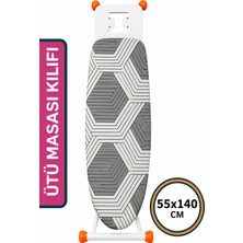 Asev Home Keçeli Ütü Masası Kılıfı 55X140 cm Ipli Masaya Göre Ayarlanabilir Modern Çizgi