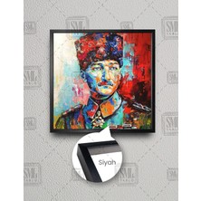 SML Tablo Büyük Komutan Mustafa Kemal Atatürk Kare Çerçeveli Kanvas Tablo