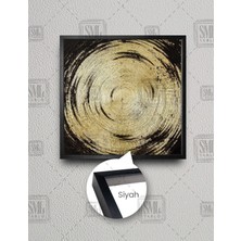 SML Tablo Gold Spiral Fırça Izi Kare Çerçeveli Kanvas Tablo