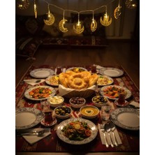 Bezos Gold Renk Metal Minareli Hilal LED Işık Pilli Ramazan Süsü Sarı