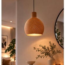Dekor Atölye Modern Sarkıt Lamba – E27 Duylu (Duy Dahil Değil), Kablo Dahil Değil, Örgü Desenli Dekoratif Yemek Masası Avizesi