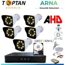 5 Kameralı 5mp Lens 1080P Warm LED Gece Renkli 320 GB HDD Dahil Güvenlik Seti