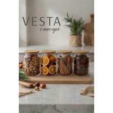 Vesta Concept 4 Adet Vakumlu Bambu Kapaklı Sızdırmaz Cam Kavanoz Seti - 620 ml