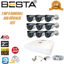 2mp Ahd 1080P Gece Görüşlü 9 Kameralı Güvenlik Sistemi