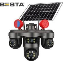 Solar 4g 3 Mp + 3mp + 3mp 3 Kameralı Kablosuz Güvenlik Kamerası BS-55G