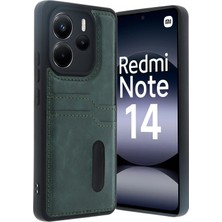 Mey Ithalat®   Redmi Note 14 4g Kılıf Sara Kartvizitli Deri Kılıf - Koyu Yeşil