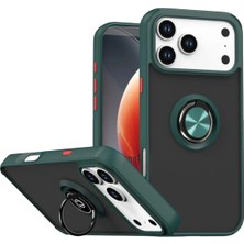 Mey Ithalat®   iPhone 17 Pro Max Montreal Yüzüklü Silikon Kapak - Yeşil