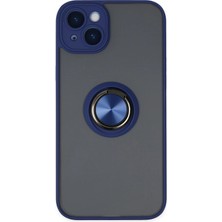 Mey Ithalat®  iPhone 14 Kılıf Montreal Yüzüklü Silikon Kapak - Lacivert