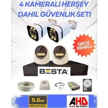 2 Iç 2 Dış 4 Kameralı Gece Renkli Sesli 5 Mp 320 GB HDD Dahil Ahd Güvenlik Kamera Seti