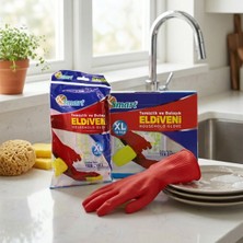 Hereveoyuncak Xl Beden Temizlik ve Bulaşık Eldiveni - Doğal Paamuk Astarlı - Plastik