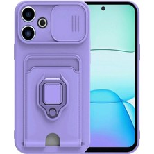 Mey Ithalat®   Redmi 13 4g Kılıf Zuma Kartvizitli Yüzüklü Silikon - Lila