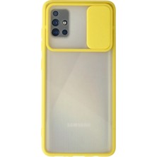Mey Ithalat®  Samsung Galaxy A71 Kılıf Palm Buzlu Kamera Sürgülü Silikon - Sarı