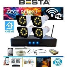 5 Mp Lens 2 Mp 1080P Gece Renkli 4 Kameralı Wıfı Özellikli Kamera Seti 500 GB HDD