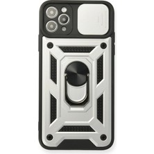 Mey Ithalat®  iPhone 11 Pro Kılıf Pars Lens Yüzüklü Silikon - Gümüş