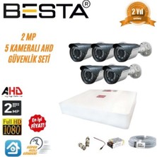 2 Mp Ahd 1080P Gece Görüşlü 5 Kameralı Güvenlik Sistemi