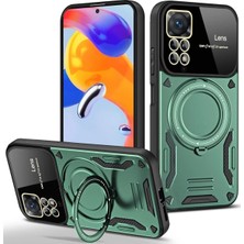 Mey Ithalat®   Redmi Note 11 Pro Kılıf Joy Lens Standlı Kapak - Koyu Yeşil