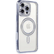 Mey Ithalat®  iPhone 16 Pro Kılıf Joke Simli Magneticsafe Kılıf - Mavi