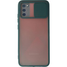 Mey Ithalat®  Samsung Galaxy A03S Kılıf Palm Buzlu Kamera Sürgülü Silikon - Yeşil