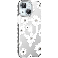 Mey Ithalat®   iPhone 14 Floral Magsafe Kapak - Beyaz