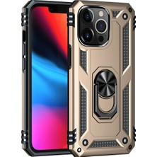 Mey Ithalat®  iPhone 14 Pro Max Kılıf Sofya Yüzüklü Silikon Kapak - Gold