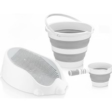 Kaya Group® 3’lü Bebek Banyo Seti – Küvet, Katlanabilir Kova ve Maşrapa | Kaymaz ve Ergonomik Tasarım