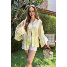 Dilay Gökoğlu Butik Düğme Detaylı Ipli Transparan Tensel Çin Gömleği