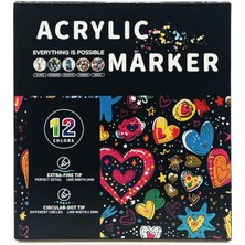 Gvn Art Çift Taraflı Akrilik Marker Kalem Seti 12LI DDB-0012