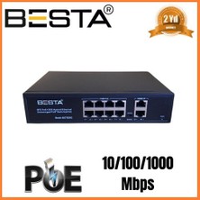 10 Port Gigabit Poe Switch 10/100/1000 Mbps 8 Port Poe BST1020G