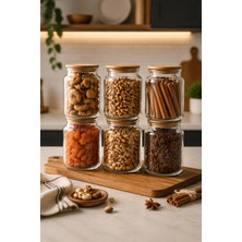 Vesta Concept 6 Adet Vakumlu Bambu Kapaklı Sızdırmaz Cam Kavanoz Seti - 920 ml