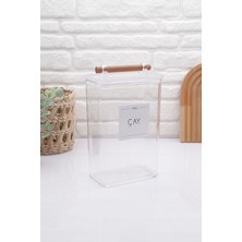 Empressco Ahşap Kulplu Vakumlu Şeffaf Çay Kavanozu 2100ML