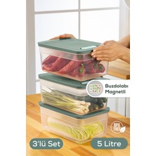 Empressco 3'lü Ayarlı Sebze ve Meyve Saklama Kabı Yeşil 5 Litre