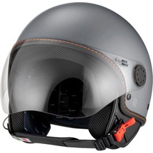 Piaggio Vespa Kask Langhe Visor Demi-Jet *gri-Turuncu*