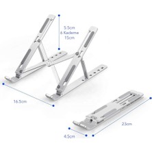 Technozi Ayarlanabilir Laptop Notebook Tablet Standı Tüm Laptoplarla Uyumlu Metal Kaymaz Tabanlı 6 Kademeli