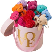 Grand Concept Store Sevgiliye Hediye Pembe Love Kutulu Pelüş Ayıcık ve Kırmızı Gül Özel Tasarım Hediye Seti
