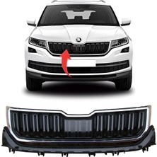 Gkl Skoda Kodıaq 2016-2022 Ön Panjur Krom Çerçeve Mat Siyah Radar Sensör Delikli 565853653C 2z4