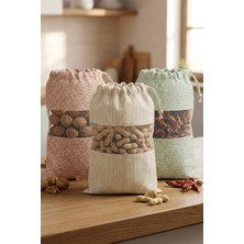 Empressco 3 Adet Bakliyat Kesesi Büyük Boy 24X34 cm Erzak Kuru Gıda Saklama Kabı Torbası Fileli Bez Soft-Set
