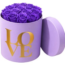 Grand Concept Store Mor Kutuda "love" Yazılı Kokulu Yapay Gül Tasarımı / Sevgililer Günü, Yıldönümü ve Özel Gün Hediyesi (Lila)