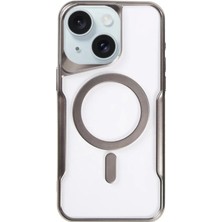 Poyraz Market Newface Apple iPhone 15 Kılıf Boyi Magsafe Silikon Kapak - Titan Gri