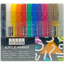 Südor Akrilik Marker Kalem Seti 12LI Ana Renkler 3 mm Uç  AK02