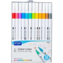 Kraf Color Liner Kalem Seti 12 Renk