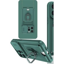 Poyraz Market Newface Apple iPhone 15 Pro Kılıf Zuma Kartvizitli Yüzüklü Silikon - Yeşil