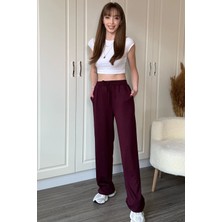 Dilay Gökoğlu Butik Modal Yumuşak Dokulu Comfortlux Wide Leg Bordo Pantolon
