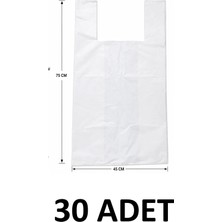 MTKardeşler 30 Adet 45X75 cm Kalın Dayanıklı Beyaz Poşet,eşya Taşıma Poşeti, Battal 45X75CM Poşet ,gıda ile Temasa Uygun Değildir !!!
