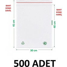 MTKardeşler 500 Adet 30X40+5 cm Şeffaf Yeşil Geri Dönüşümlü Yapışkanlı Naylon Poşet 30X45 Yeşil Dönüşüm Poşet