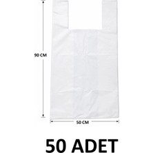 MTKardeşler 50 Adet 50X90 cm Kalın Dayanıklı Beyaz Poşet,eşya Taşıma Poşeti, Battal 50X90 cm Poşet ,gıda ile Temasa Uygun Değildir !!!