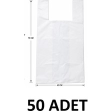 MTKardeşler 50 Adet 45X75 cm Kalın Dayanıklı Beyaz Poşet,eşya Taşıma Poşeti, Battal 45X75CM Poşet ,gıda ile Temasa Uygun Değildir !!!